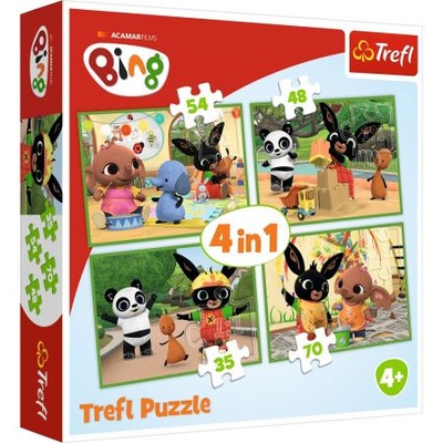 Puzzle 4w1 Wesoły dzień Bing - Trefl - wiek 4+