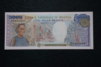 Banknot Rwanda 5000 Francs 1988 rok UNC !!!