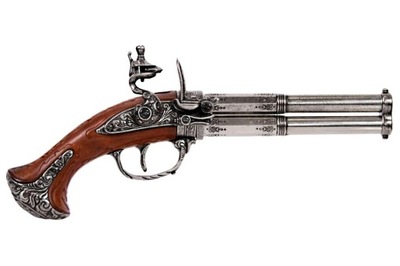 Dwulufowy pistolet skałkowy XVIII w. DENIX 1308