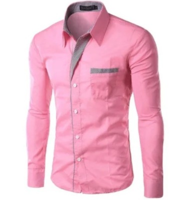 MD różowa koszula szara wstawka długi rękaw | XL
