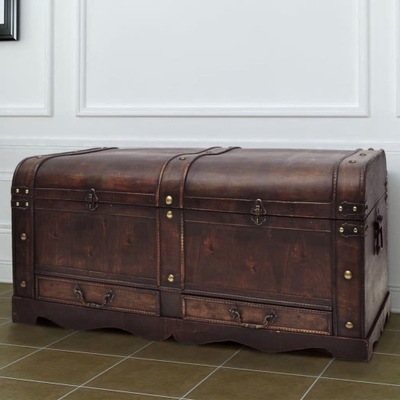 VidaXL Drewniany kufer, duży, brązowy