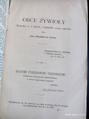 Fredro - Obce żywioły 1873 (Przegląd Polski)