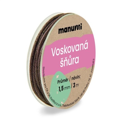 Manumi Sznurek woskowany 1,5mm/3m brązowy - 1 szt