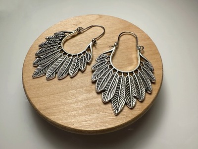 Kolczyki Boho Etno piórka w kolorze srebra