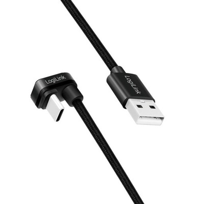Kabel USB 2.0 LogiLink CU0192 USB-C - USB-A, M/M, kątowy,