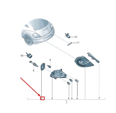 Vw beetle 5c rear left tail light gasket 5c5945191 original фото №1