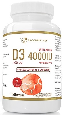 PROGRESS WITAMINA D3 4000IU 100µg 120k + PREBIOTYK