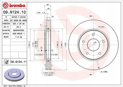 DISCO HAMULC. CHRYSLER GRAND VOYAGER 07- PARTE DELANTERA  