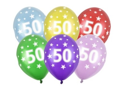 Balony na 50 urodziny pięćdziesiąte 30cm 6 sztuk