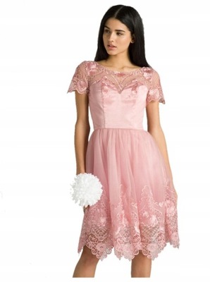 CHI CHI LONDON sukienka różowa koronkowa S 36