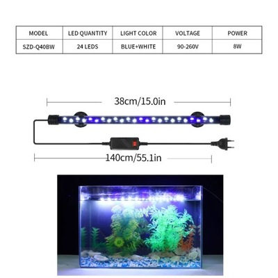 90-260V oświetlenie do akwarium LED wodoodporne ak