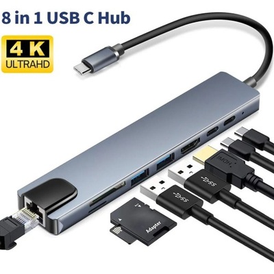 8 W 1 KONCENTRATOR USB C TYPU C РАСПРЕДЕЛИТЕЛЬ DO STACJI DOKUJĄCEJ HDMI~1477