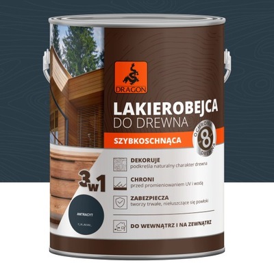 Lakierobejca do drewna szybkoschnąca 2,5L ANTRACYT DRAGON