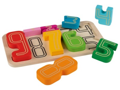 Drewniana zabawka Montessori klocki Cyfry 3+