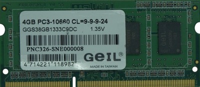 GEIL 4GB RAM PC3L-10600S 1333MHz GGS38GB1333C9DC