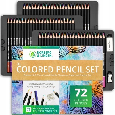 Zestaw kolorowych ołówków do rysowania - 72 kolory