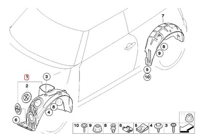 MINI R55 R56 R57 R58 R59 ALETA COMPENSADORA IZQUIERDO PARTE DELANTERA 7266545 OE  