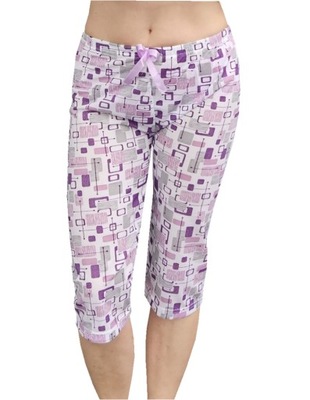 XL, Wygodne piżamowe 3/4 spodnie do spania wzór 3