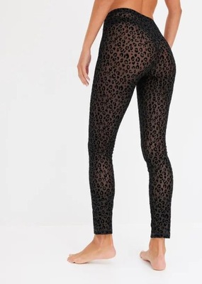 B3G103 CZARNE PANTERKOWE LEGGINSY XL
