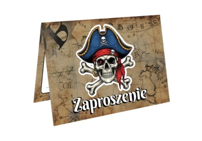 ZAPROSZENIE NA URODZINY PIRACKIE PIRAT SKARB URODZINOWE + KOPERTA