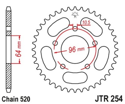 JT ENGRANAJE PARTE TRASERA 254 45 HONDA CBF 250 '04-'07 (25445JT) (LANC. 520)  