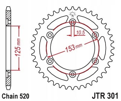 JT ЗУБЧАТКА ЗАДНЯЯ 288 48 HONDA XR 250R '90-'95, XR 600R '91-'00 (28848JT) (Ł