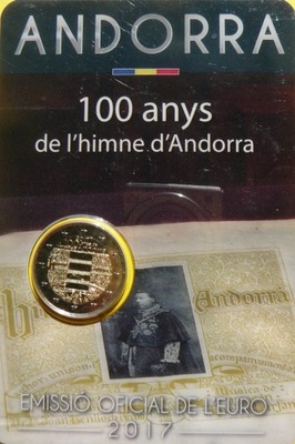 2 EURO ANDORA 2017 100-LECIE HYMNU ANDORY MENNICZA