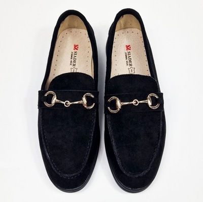 CZARNE MOKASYNY LOAFERSY PANTOFLE BALERINY 40