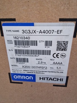 Omron-Hitachi 3G3JX-A4007-EF 0,75 kW, falownik