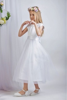VIWA Przepiękna biała sukienka tiul koraliki 134