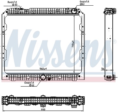 NISSENS F58807 РАДИАТОР ДВИГАТЕЛЯ (Z RAMĄ, WYS.: 719MM) EURO 6 ПОДХОДИТ DO: ME