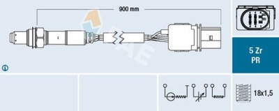 E3CE5A FAE ZONDAS LAMBDA ZONDAS (SKAIČIUS LAIDŲ 6, 900MM) TINKA DO: OPEL CORSA C 