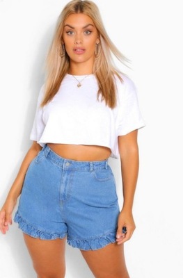 BOOHOO KRÓTKIE SPODENKI JEANSOWE FALBANY FZZ67290