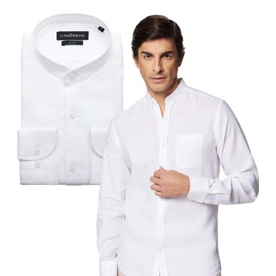 Koszula Męska Biała z Lnem Lancerto Loara M