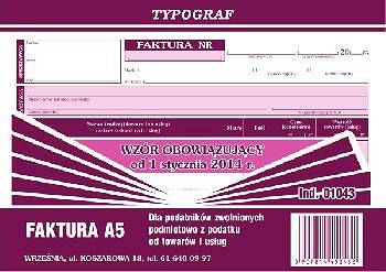 Faktura A5 Dla podatników zwolnionych z podatku