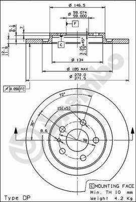 DISCO DE FRENADO FIAT ULYSSE 02- PARTE TRASERA  