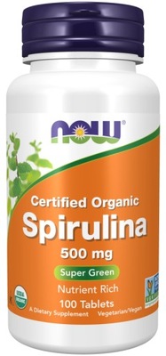 Spirulina organiczna 500mg 100 tabletek NOW Foods