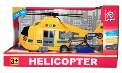 HELIKOPTER Ratunkowy Duży DŹWIĘK ŚWIATŁO 30cm 3+