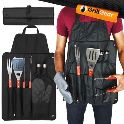 FARTUCH ZESTAW DO GRILLA GRILLOWANIA ETUI BBQ 7SZT
