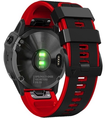 CZARNO-CZERWONY Pasek Garmin Fenix 6X PRO