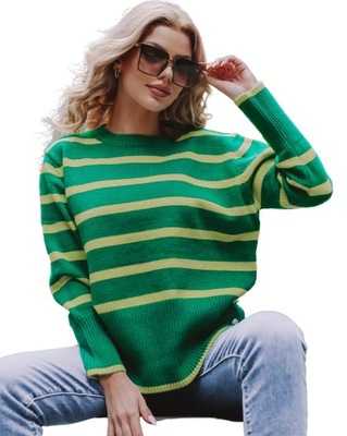 Sweter w paski Frances zielony S/M