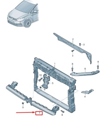 Vw touran 5t передняя часть center guide section 5ta805705a фото №1