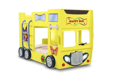 Łóżeczko dziecięce dla Dziecka piętrowe z materacem żółty Happy Bus MDF