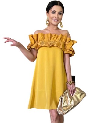 Żółta sukienka glamour hiszpanka By o la la
