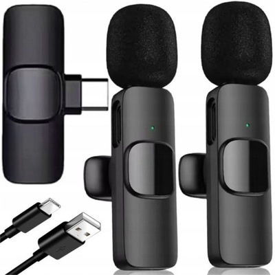 ZESTAW 2 MIKROFONÓW KRAWATOWYCH USB C DO TIKTOKA YOUTUBE PODCASTÓW
