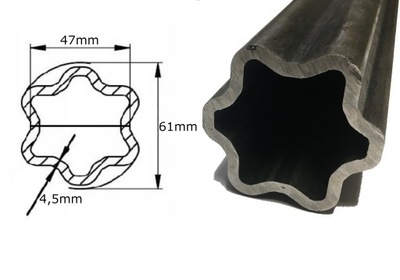 ТРУБА ВАЛУ ВВП PROFILOWANA ЗІРКА 61X47X4,5MM 1M