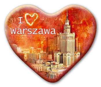 Magnes na lodówkę serce WARSZAWA I Love