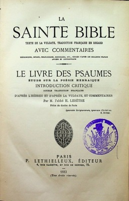 La Sainte Bible Le livre des psaumes 1883 r