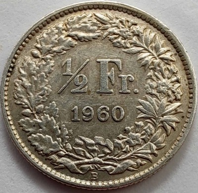 2109r - Szwajcaria 1/2 franka, 1960 ag