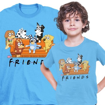 T-SHIRT KOSZULKA Niebieski BLUE BINGO FRIENDS prezent ROZMIAR 104 110